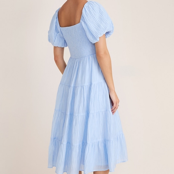 Blue Puff Sleeve Dress - Picture 1 of 2